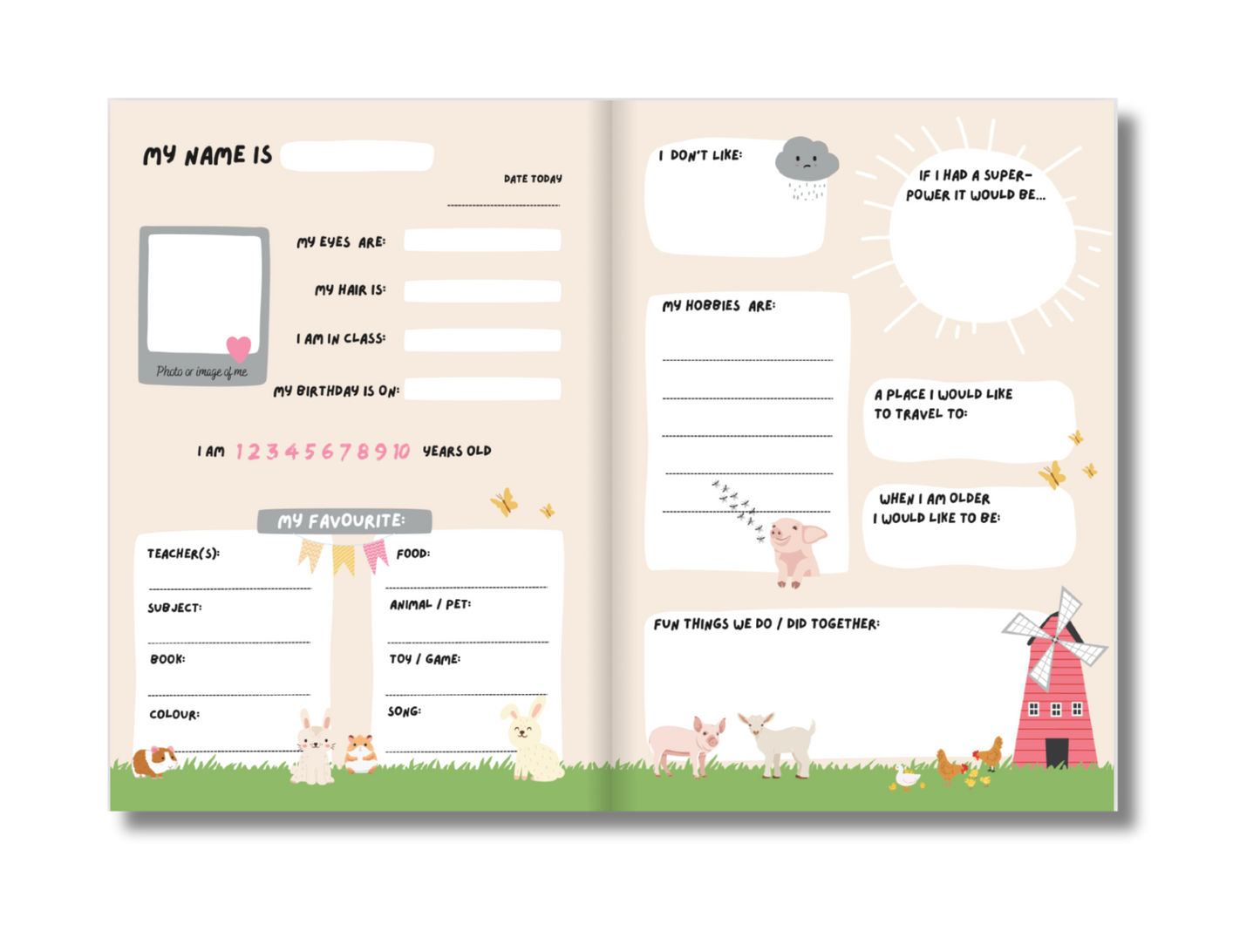 Friendship Book - Dogs / Cute Animals (Ages 6-8)