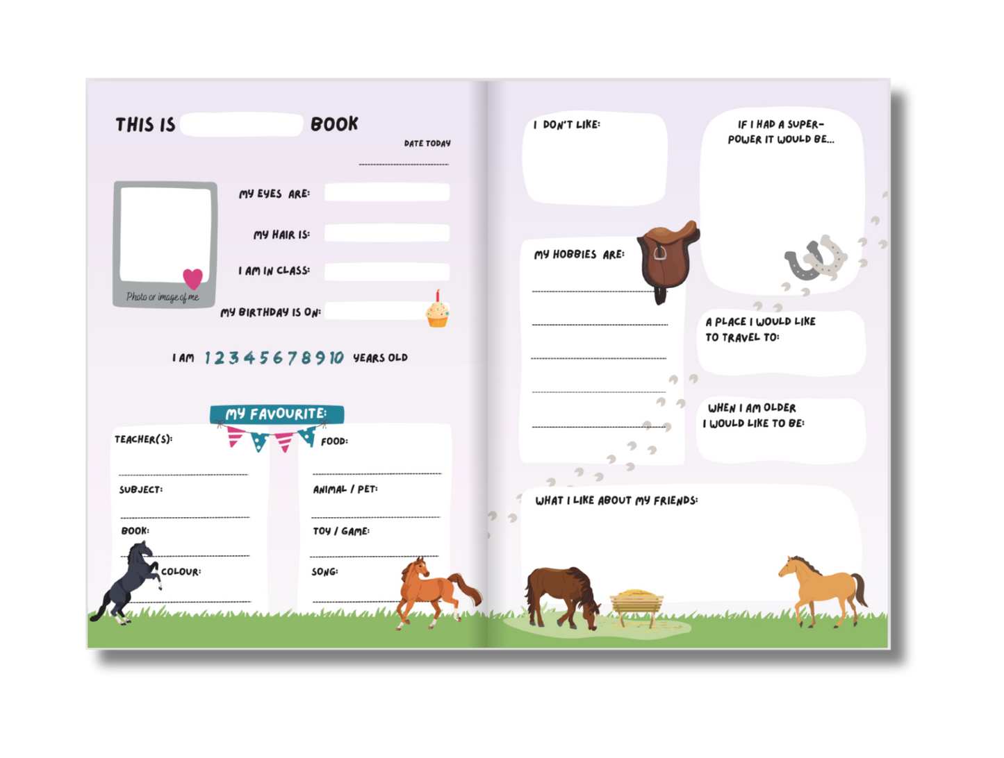 Friendship Book - Horses / Cute Animals (Ages 6-8)