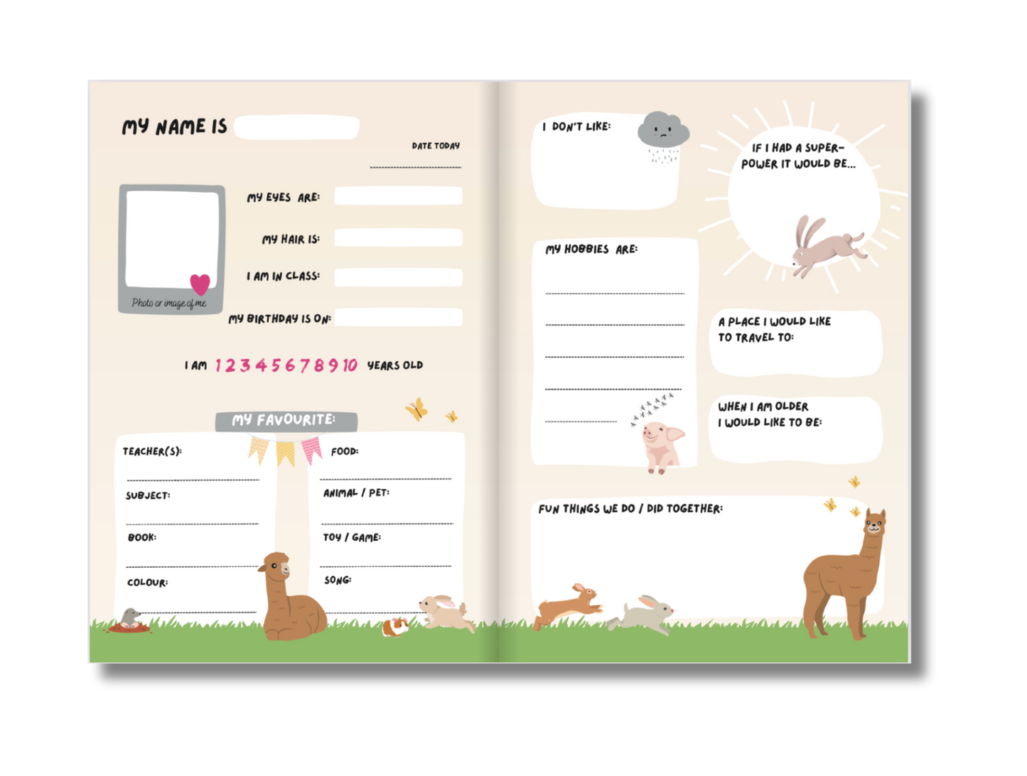 Friendship Book - Horses / Cute Animals (Ages 6-8)